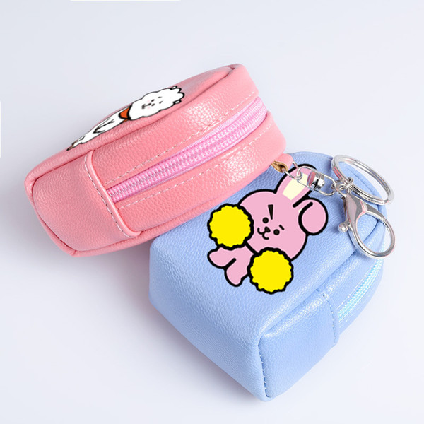 BTS Bangtan Boys Kpop Jimin Jungkook V Bt21 Cartoon Kawaii Coin Purses Korean Bag Pendant Keychain Cute Mini Wallets Drop Ship