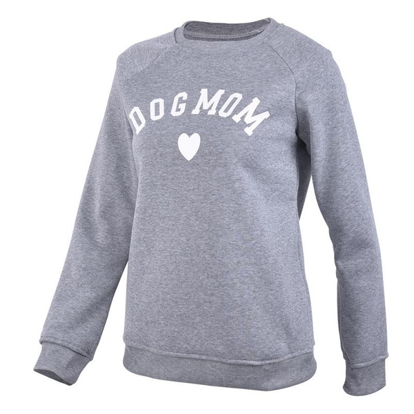 Women Dog Mom Print Fashion Hoodies Heart-shaped Sweatshirt Pattern Female Ladies Cropped Sweatshirts Long Sleeve Casual Hoodie