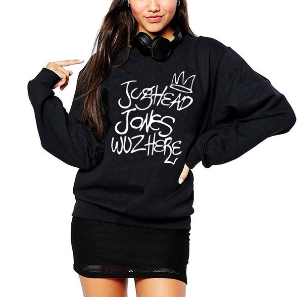 Vsenfo Jughead Jones Wuz Here Crewneck Sweatshirt Women Casual Riverdale Hoodies Hipster Tv Shows Ladies Juggie Sweatshirt