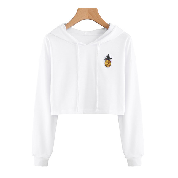 Women Sexy Short Sweatshirt Hoodies Long Sleeve Pullovers Tops hoody sweatshirt for women cute pineapple printed