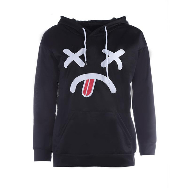 Spring Women Casual Hoodies Personality Lovely Tongue Printed Loose Hooded Pullovers Long Sleeve Stylish Multi Color Hoodies