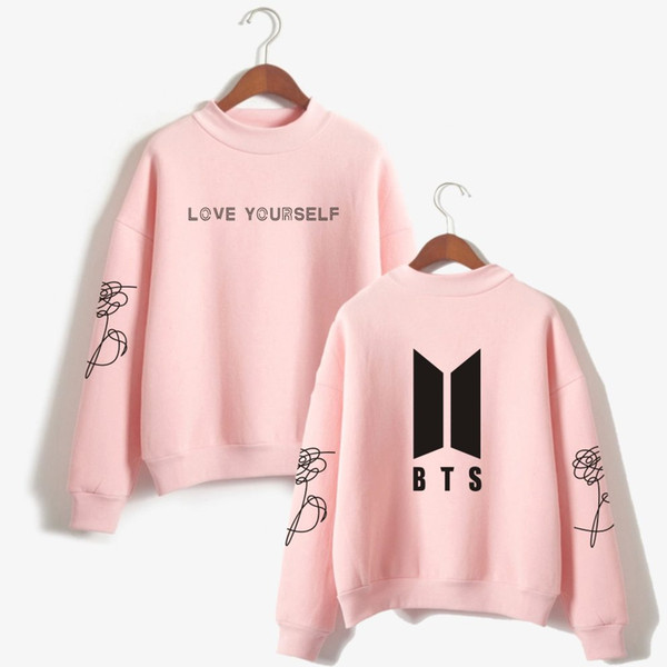 BTS Kpop Love Yourself Sweatshirt Women Korean Bangtan Boys K-pop TurtLeneck Harajuku Hoodies Women Fashion Hip Hop Fans Clothes