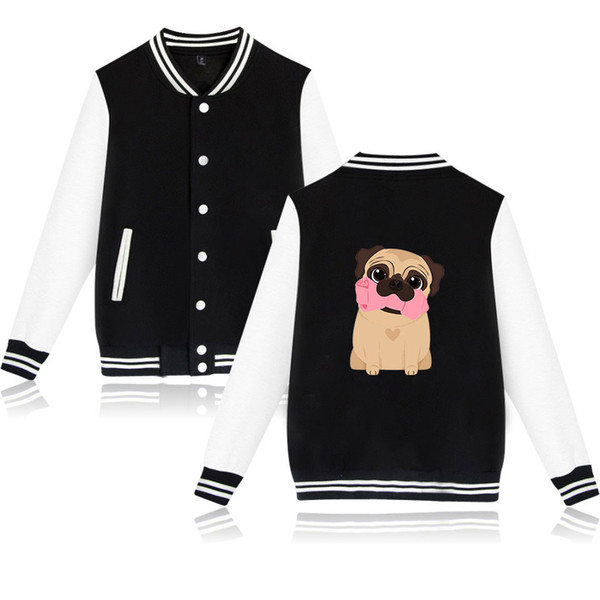 Pug Kpop Hoodies Women's sweatshirt Men Casual Harajuku Baseball Jacket Clothes Modis K-pop College Style Top women's clothing