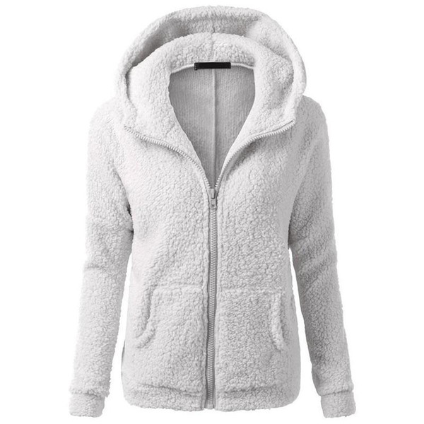 Winter Women Hoodies Faux Lamb Fur Long Sleeve Sweatshirts Coat Female Solid Plus Size Zipper Gray Pink Fashion Hoodie