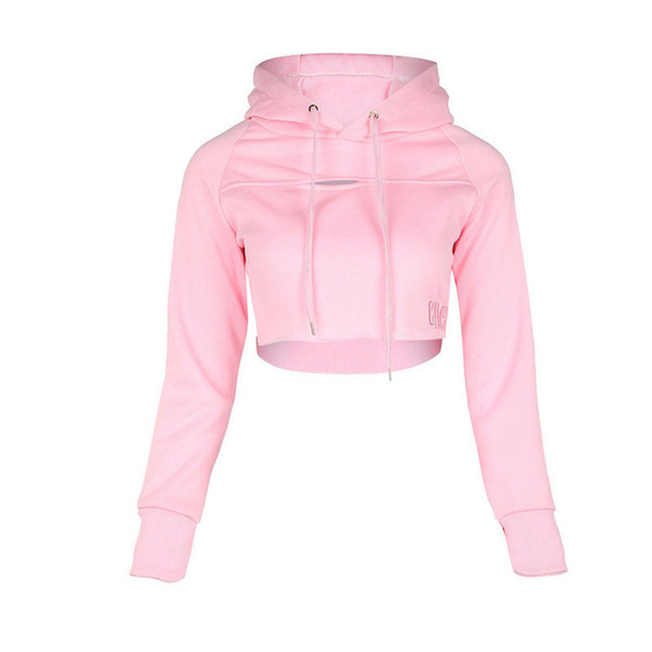 Sexy Women Hoodie Sweatshirt Long Sleeve Women Clothes Jumper Hole Crop top Outwear Pullover Short Tops