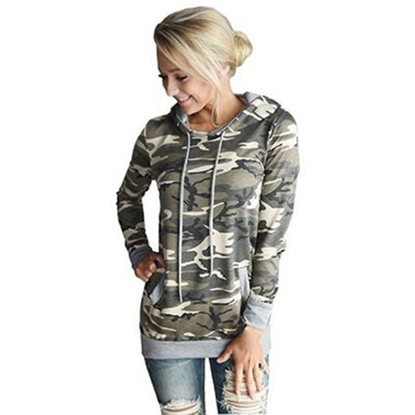 Women Camouflage Sweatshirts Hoodies Outdoor Loose Long Sleeve Sporting Loose Pullovers Harajuku Hooded Tracksuit