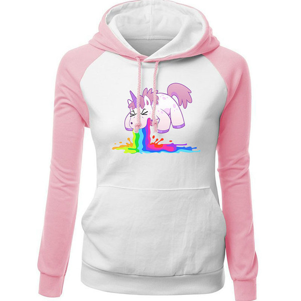 New Womens Hoodies Pullover Harajuku Kawaii Unicorn Print Autumn Winter Fleece Women's Sweatshirt Hooded Pullovers Sweatshirts