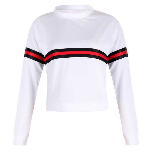 Europe and America hot women's red striped print long-sleeved O-neck pullover Jumper Sweatshirt Tops Blouses