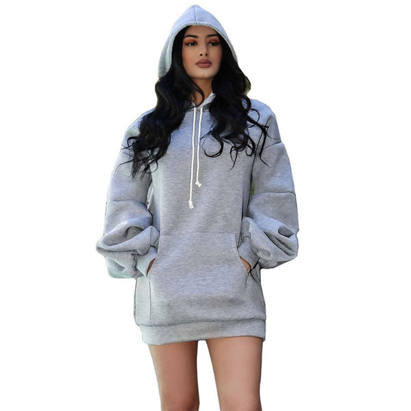 Sweatshirt Dress Women Clothes Tops Autumn Winter Hoody 2018 New Fashion Kawaii Hoodies Lantern Sleeve Oversized Hoodie