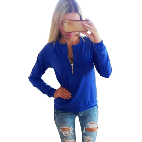 Women Winter V-Neck Long Sleeve Hoodie Sweatshirt Jumper Pullover Tops