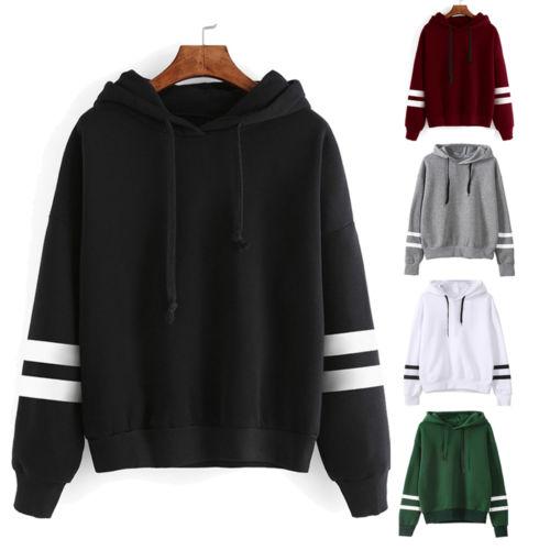 Black Friday Deals 2017 New Striped Long Sleeve Solid Hooded Hoodie Fashion Womens Sweatshirt Jumper Hooded Warm Pullover Tops