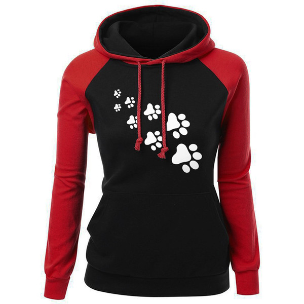 ISHOWTIENDA Sweatshirt Women 2018 Hoodies Oversize Dog Footprint Autumn Winter Pullovers Female Sweatshirts Moletom Feminino