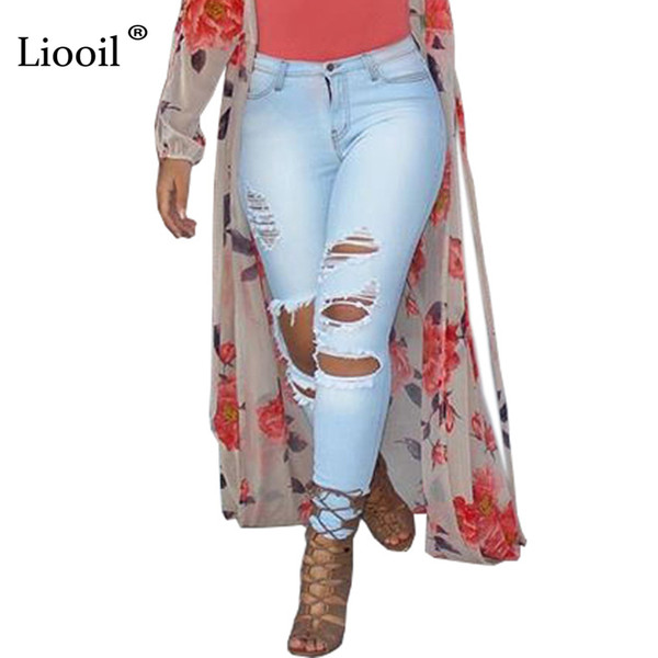 Liooil Boyfriend Jeans For Women Mid Waist Sexy Hole Hollow Out Mom Jeans Washed Distressed Skinny Ripped Woman