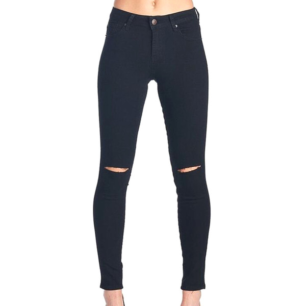 Summer Style White Hole Ripped Jeans Women Jeggings Cool Denim High Waist Pants Capris Female Skinny Black Casual Jeans