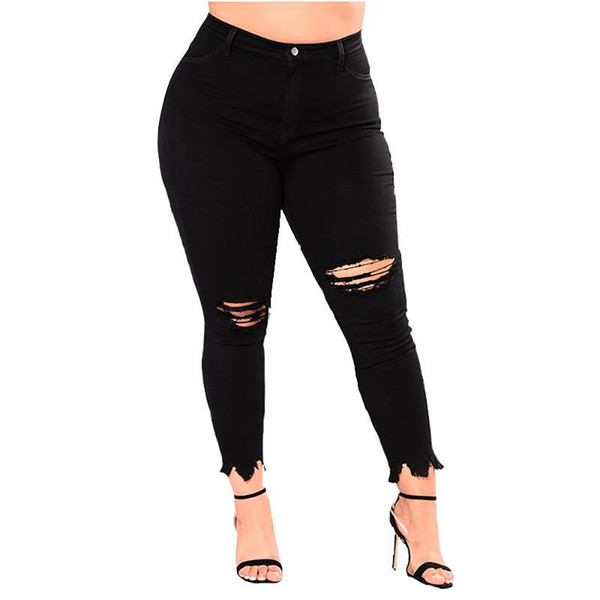 Fashion Women Stretch Jeans Female High Waist Stretch Slim Sexy Pencil Pants plus size jeans for womengrande taille femme 4YL