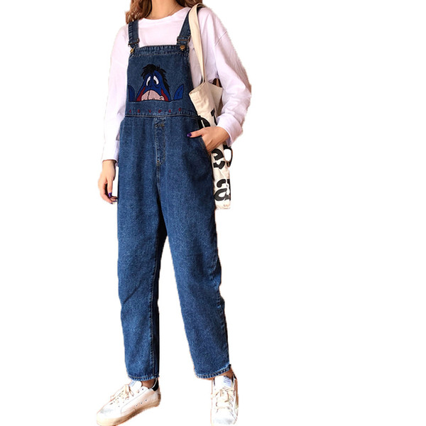 Jeans for Women Streetwear High Waist Loose Embroidery Jeans Woman 2019 Spring Summer Denim Overalls Pants Plus Size