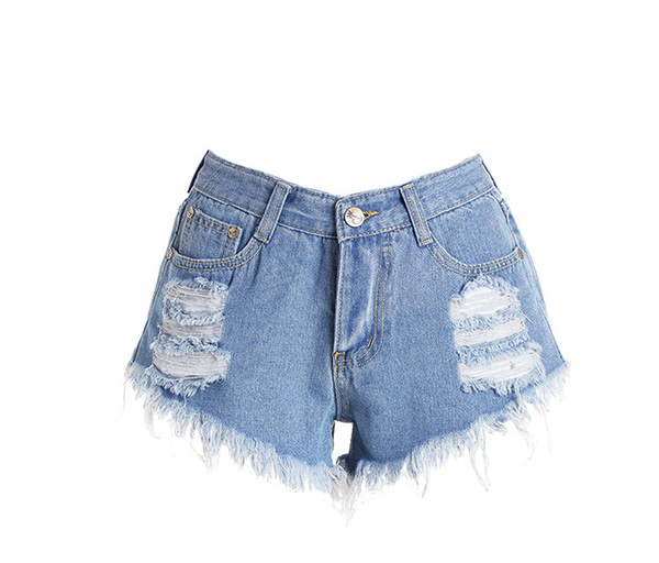 Sexy Women High Waisted Ripped Hole Short Mini Jeans Denim Pants Shorts