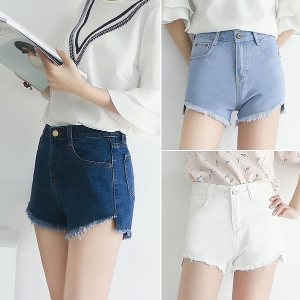 New arrival Denim shorts female high waist white cowboy wide leg summer new shorts JW047 Women's Jeans