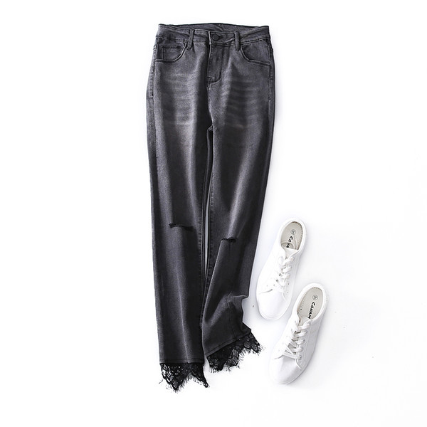 Top design! Summer new arrival office lady jeans trousers pants women lady HMR18141AUG2