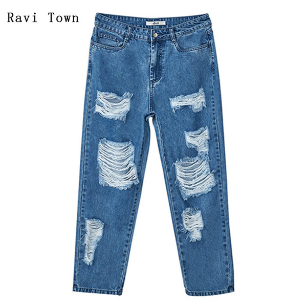 Ravi town Jeans 2017 Summer Handsome Water Wash Hole Design Leisure Gift Grid Black Tube Socks Jeans .---free black socks