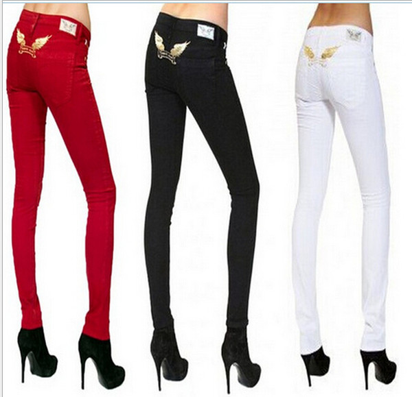 New Fashion Women Robin Skinny Jeans Denim Wings Pencil Pants Designer Famous Brand Ladies Jeans Plus Size