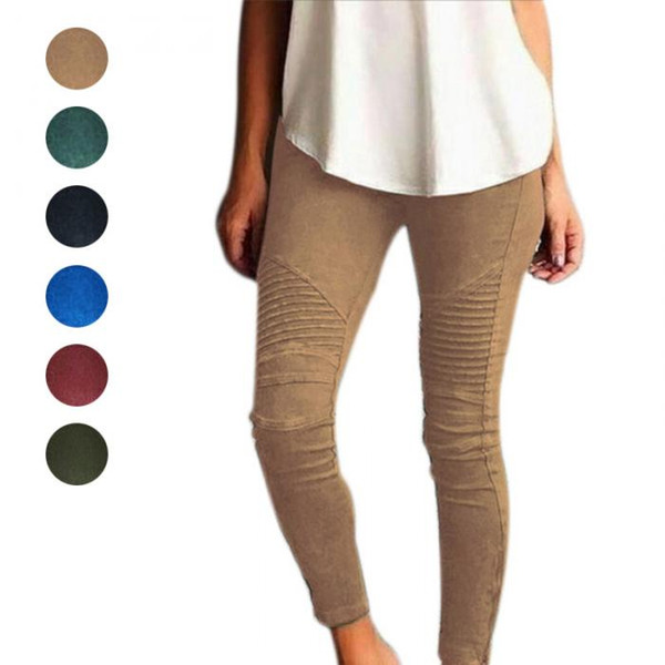 Women Stretch Leggings Pants Fold High Waist Retro Elastic Slim Fit Trousers Plus Size 5XL