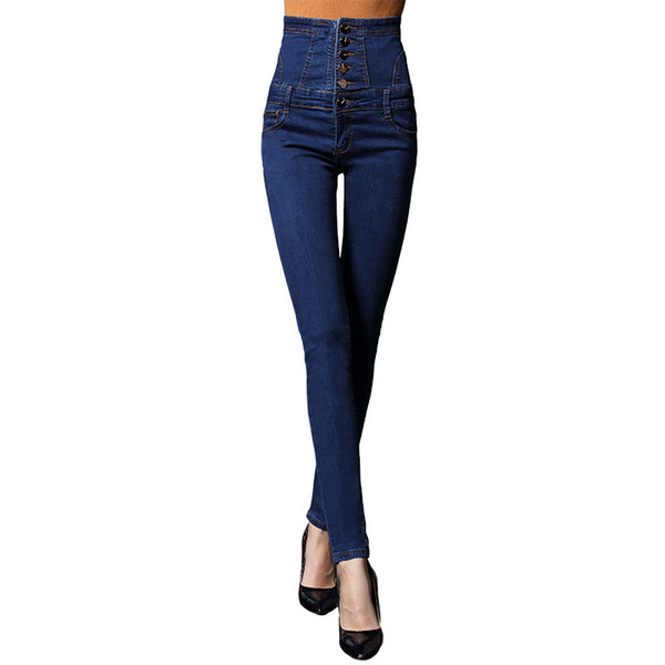 2017 New Winter Velvet Warm Jeans Women High Waist Black Blue Jeans Female Thick Velvet Skinny Denim Pencil Pants Plus Size