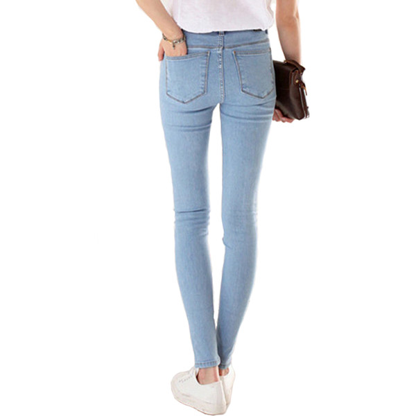 Women Casual Skinny denim Pants Package Hips Cheap Black Strecth Pencil Jeans Solid School Girl Jeans Feeme ZIH126