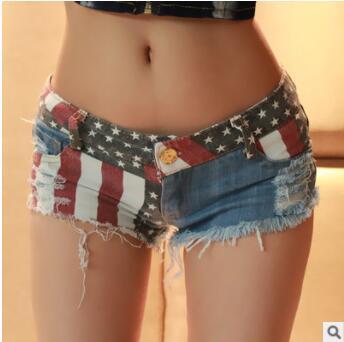 New summer women's low-rise denim shorts sexy beach hot pants nightclub female hole Europe and the United States