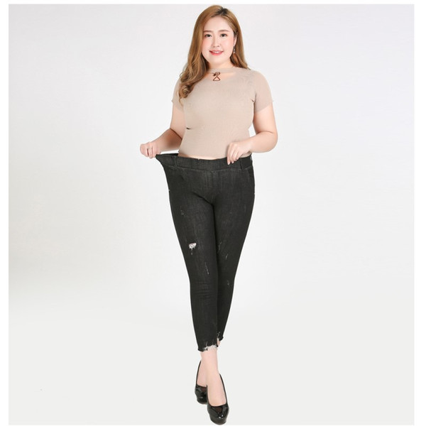 Plus Size 9XL 8XL 7XL 2XL Women's 3/4 Jeans Big Sizes Pants Female High Waisted Slim Pencil Trousers High Stretch Denim Pants