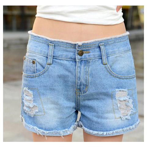 Korean high waist Print feminine Denim Shorts Summer Fashion Solid casual distressed Ripped Jeans women clothing