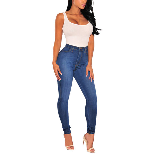 Ladies High Waist Jeans Stretch Hose Jeans Leggings Skinny Slim Pencil Pants Elastic Pantalon Vaquero Mujer Vintage Womens