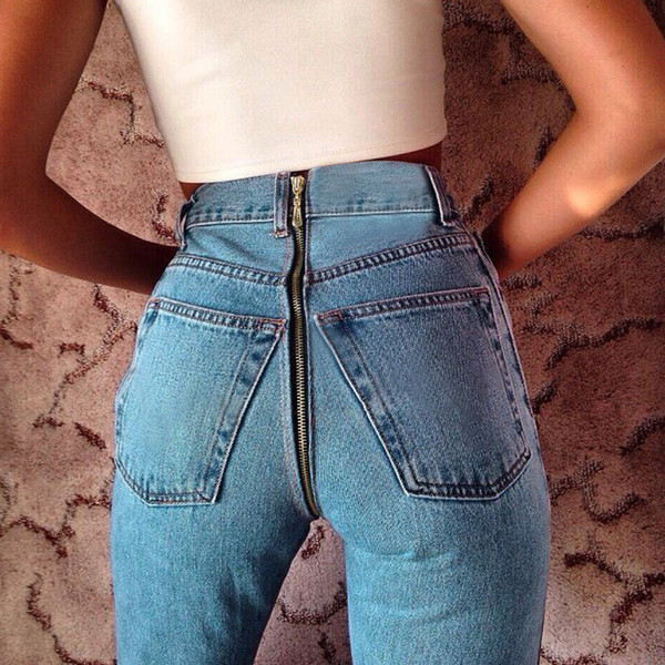 Black Pantalon Homme Women High Waist Jeans Back Hip Zipper Jeans Mujer Sexy Womens Skinny Push Up Pencil Denim Trousers Woman