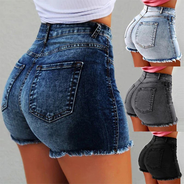 Fashion Sexy Shorts High Waist Jeans Summer Casual Bodycon Skinny Women Jeans Zipper Tassel Feminino Solid Femme