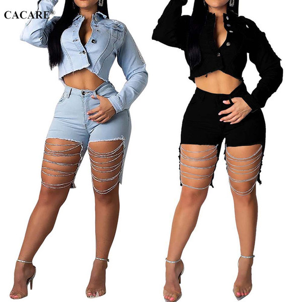 CACARE Jeans High Waist Skinny Women Jeans Pants Push Up Slim Femme Denim 2 Choices F0203 with Chain