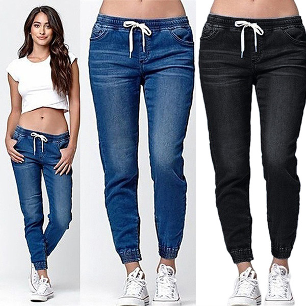 Casual Jogger Pants Elastic Sexy Skinny Pencil Jeans For Women Leggings Jeans High Waist Women's Denim Drawstring Pants