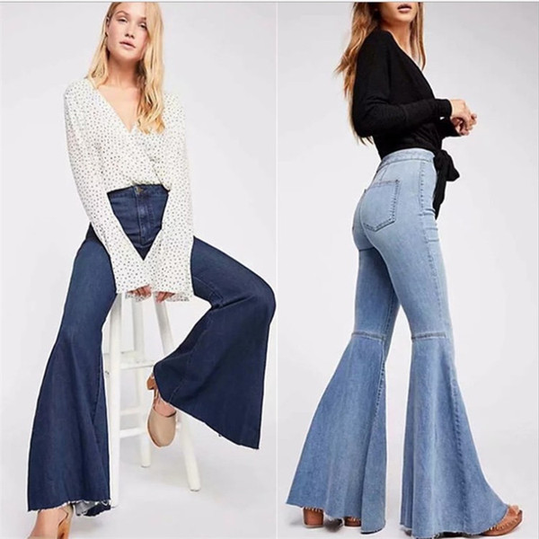 designer new jean for women pants flared jeans Wide Leg super Stretch Jeans Bell Bottom Jeans High Rise 90s Stretch Denim Trouser