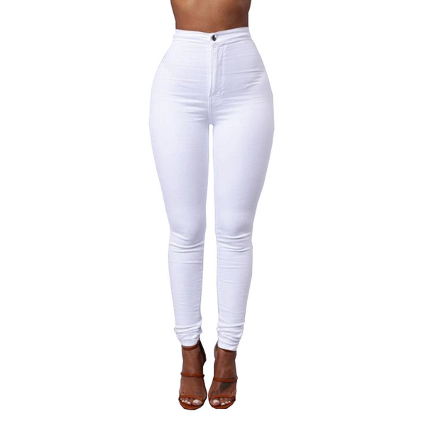 Candy Color Skinny Jeans Woman White Black High Waist Render Jeans Vintage Long Pants Pencil Pants Denim Stretch Feminino