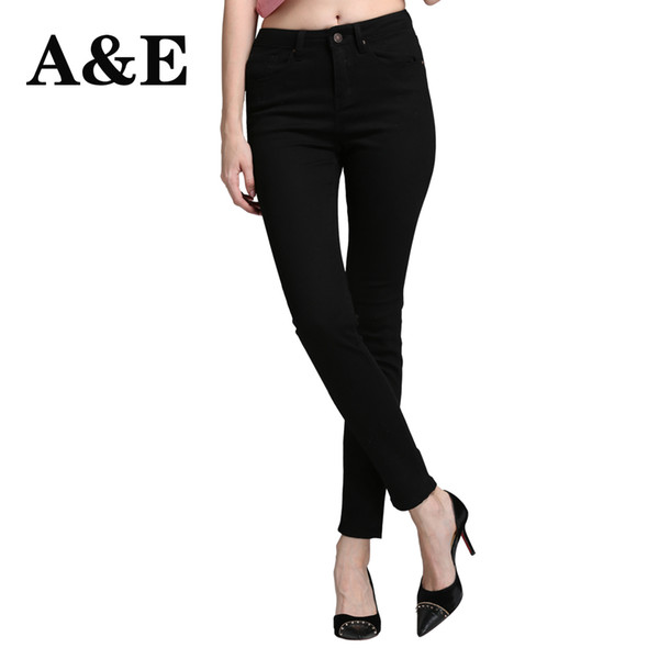 Alice & Elmer Skinny Jeans Woman Jeans For Girls Women High Waist Stretch Female Pants Shortened Black