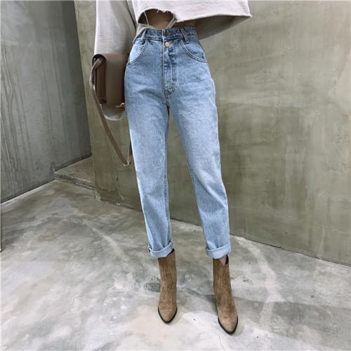 Genayooa Casual Korean Women's Jeans Streetwear Ladies Jeans Denim High Waist Cotton Vintage Pencil Pants High Quality Mom