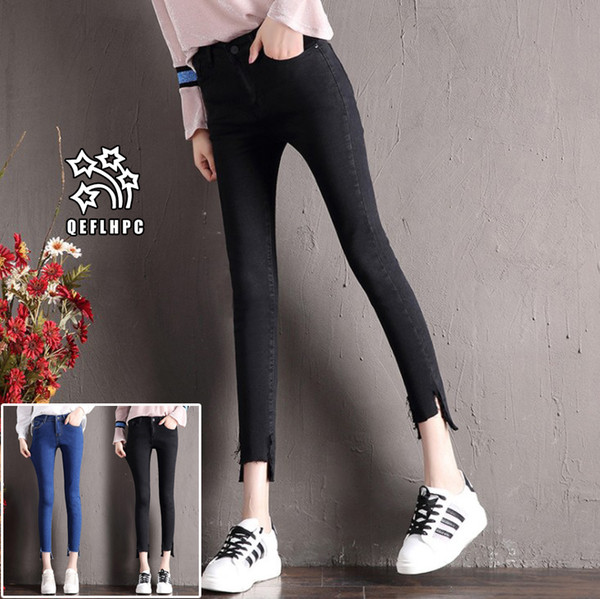 Ladies Sexy Skinny Jeans Women High Waisted Slim Fit Denim Pants Slim Denim Straight Biker Skinny Ripped Jeans Pencil Pants trousers A2691