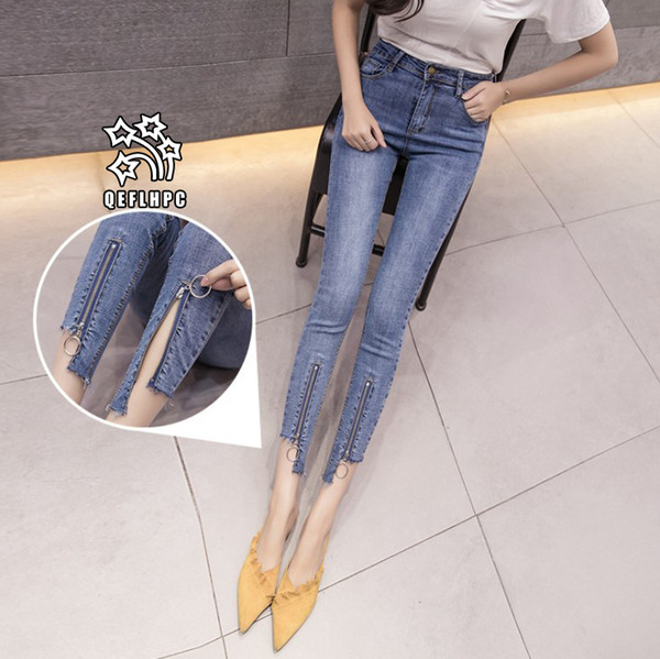 Ladies Sexy Skinny Jeans Women High Waisted Slim Fit Denim Pants Slim Denim Straight Biker Skinny Ripped Jeans Pencil Pants trousers A1813