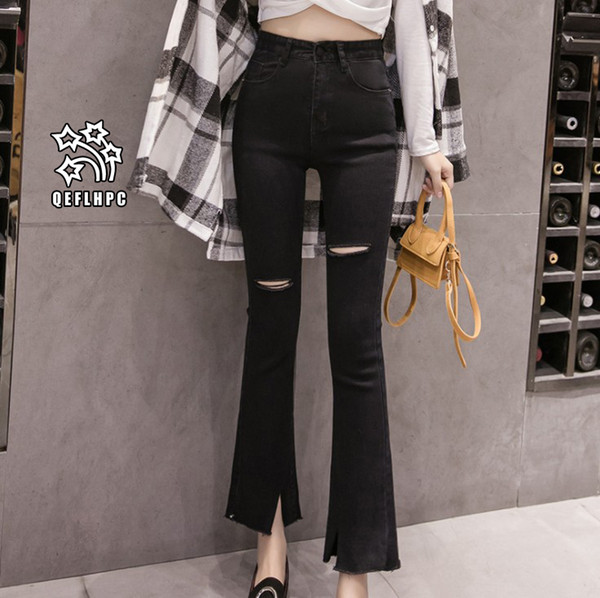 Ladies Sexy Skinny Jeans Women High Waisted Slim Fit Denim Pants Slim Denim Straight Biker Skinny Ripped Jeans Pencil Pants trousers A8322#