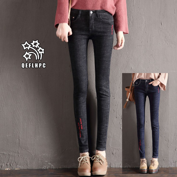 Ladies Sexy Skinny Jeans Women Mid Waisted Slim Fit Denim Pants Slim Denim Straight Biker Skinny Ripped Jeans Pencil Pants trousers A1748