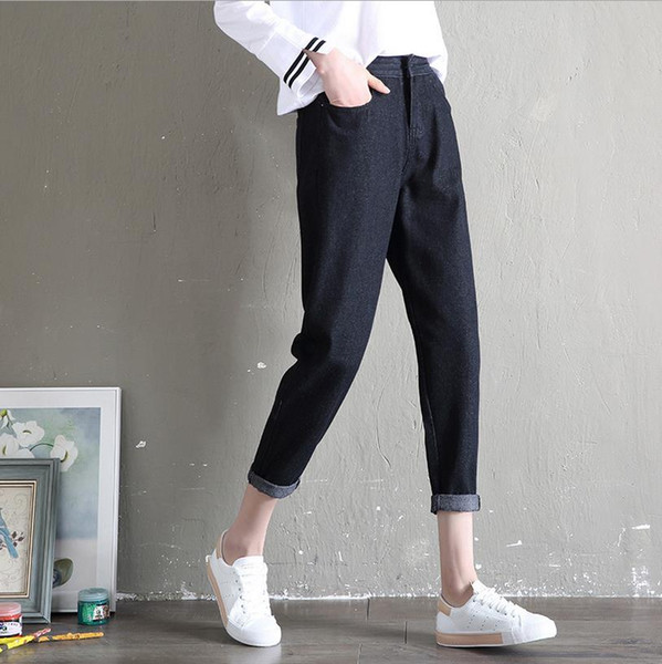 Elastic Waist Black women jeans SEXY Ladies Pants Cool Denim Vintage Straight Jeans For Girl High Waist Casual Pants Female Slim Jeans