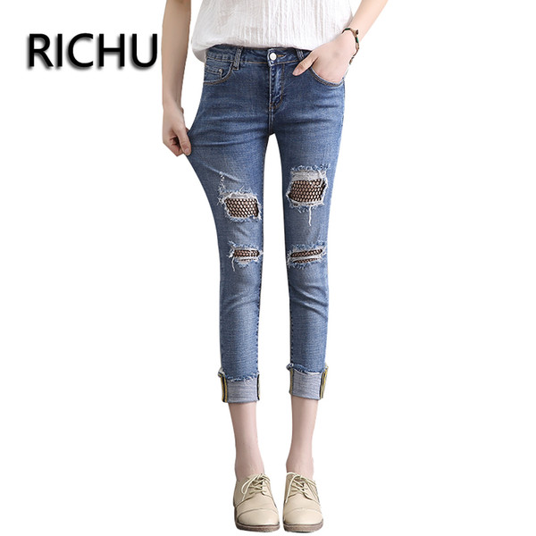 2018 new arrivals spring and summer skinny denim jeans carpis elastic trousers female bottom clothes