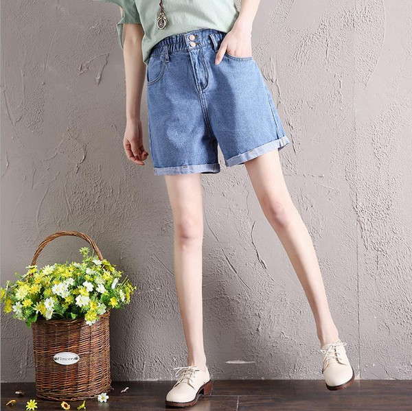 ladies shorts jeans loose big size washed pants for girls wholesale summer denim jeans ladies carpis elastic trousers female bottom clothes