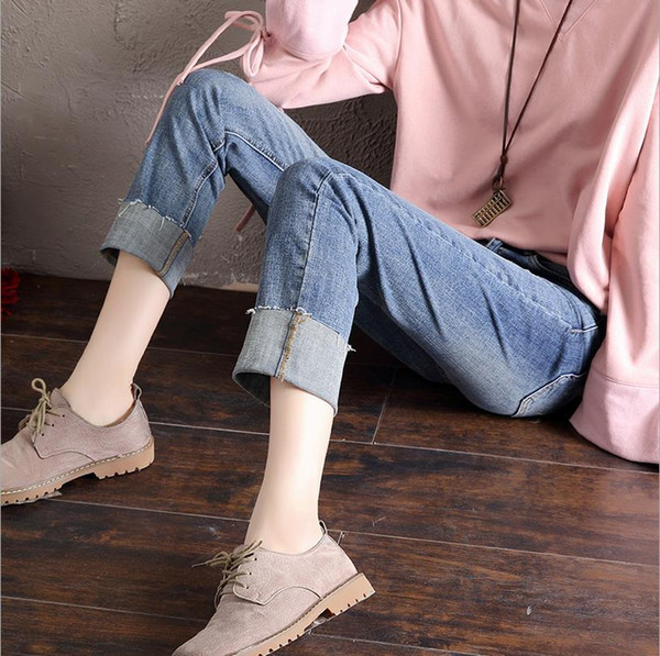 Young Lady Jeans full length Pants Wholesale Skinny Jeans for Girls denim jeans elastic waist trousers female bottom Pants Elastic Wasit