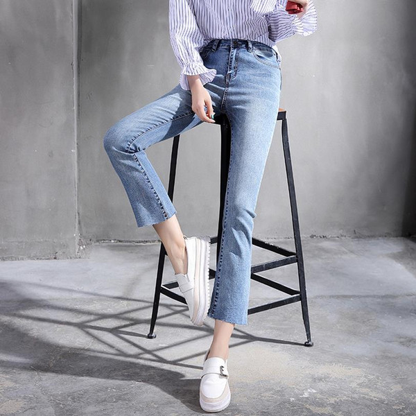 spring and summer skinny denim jeans high waist elastic trousers female bottom clothes girls jeans fashion skinny pants size25-35 wholesale