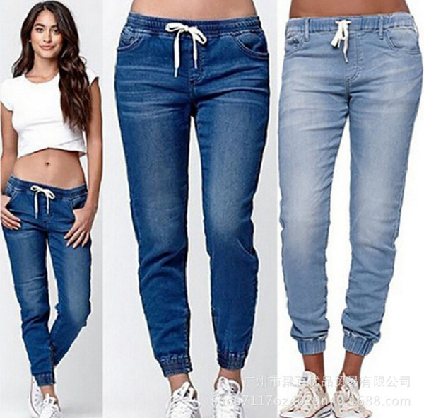 E-BAIHUI Elastic Sexy Lantern Pants Jeans for Women Long Pants Summer Jeans Women's Thin-Section Denim Pants L116